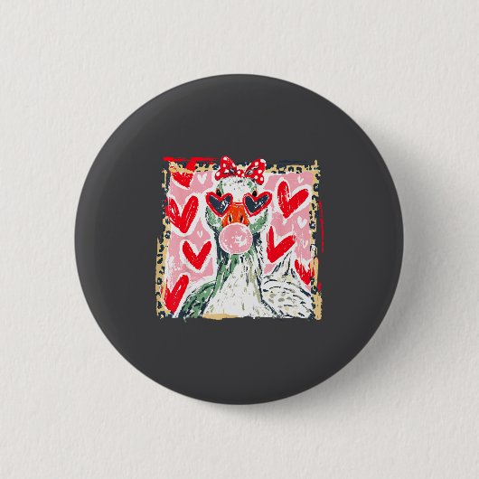 Leopard Valentine's Day Goose Cute Animal Couple M 缶バッジ (正面)