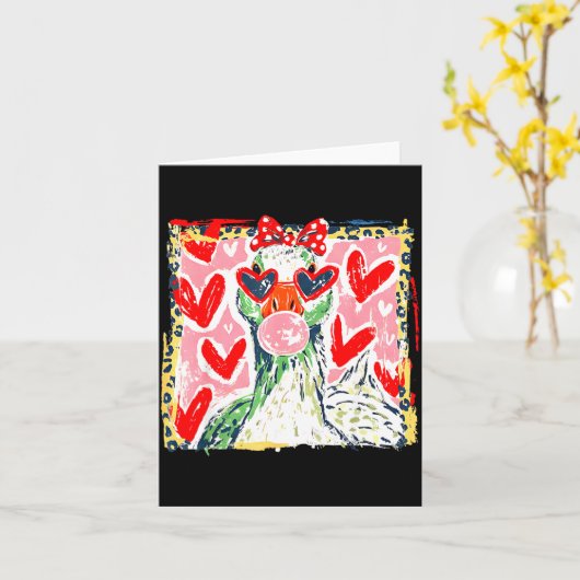 Leopard Valentine's Day Goose Funny Cute Goose Hun カード (黄色い花)