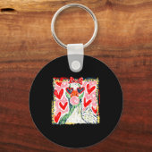 Leopard Valentine's Day Goose Funny Cute Goose Hun キーホルダー (正面)