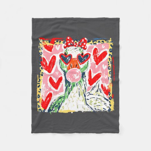 Leopard Valentine's Day Goose Funny Cute Goose Hun フリースブランケット (正面)