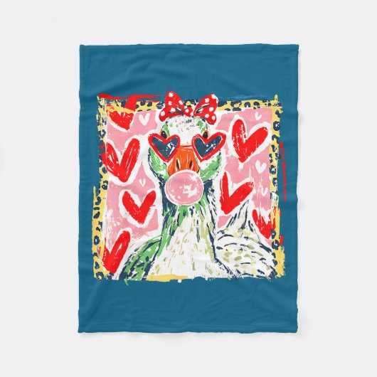 Leopard Valentine's Day Goose Funny Cute Goose Hun フリースブランケット (正面)