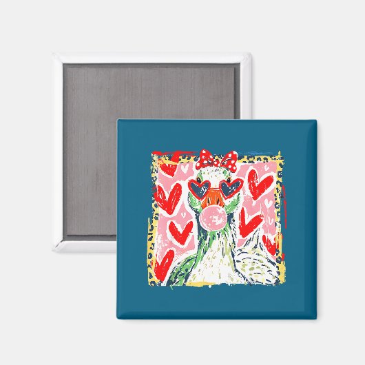 Leopard Valentine's Day Goose Funny Cute Goose Hun マグネット (正面/裏面)