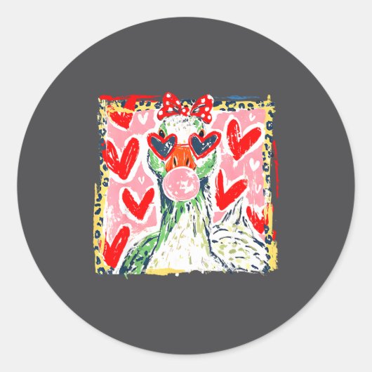 Leopard Valentine's Day Goose Funny Cute Goose Hun ラウンドシール (正面)