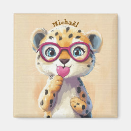 Leopard Valentine's Day Heart Badge - Kids School  マグネット