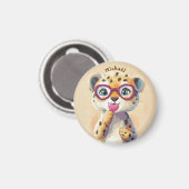 Leopard Valentine's Day Heart Badge - Kids School  マグネット (正面/裏面)