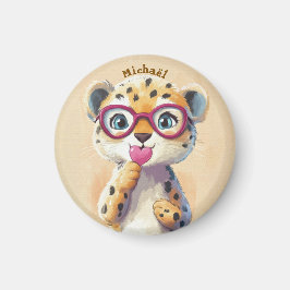 Leopard Valentine's Day Heart Badge - Kids School  マグネット