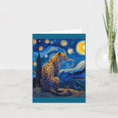 Leopard - Van Gogh Style Starry Night Funny Graphi カード (正面)