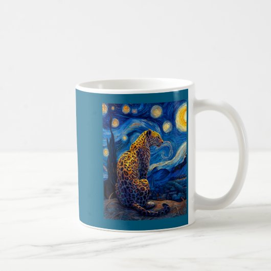 Leopard - Van Gogh Style Starry Night Funny Graphi コーヒーマグカップ (右)