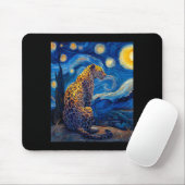 Leopard - Van Gogh Style Starry Night Funny Graphi マウスパッド (マウス)