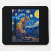 Leopard - Van Gogh Style Starry Night Funny Graphi マウスパッド (正面)