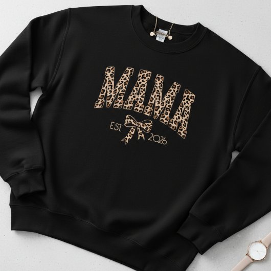 Leopard Varsity Mama Est Bold Feminine Style スウェットシャツ