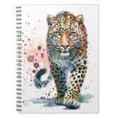 Leopard Walking Paint Splatter Watercolor Notebook ノートブック (正面)