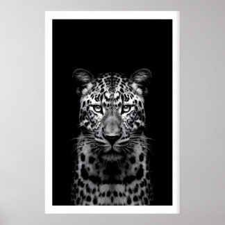 Leopard Wall Art Black and White Photography ポスター
