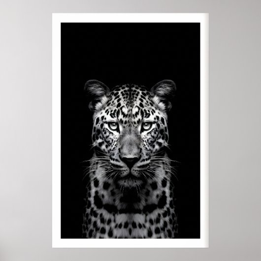 Leopard Wall Art Black and White Photography ポスター (正面)