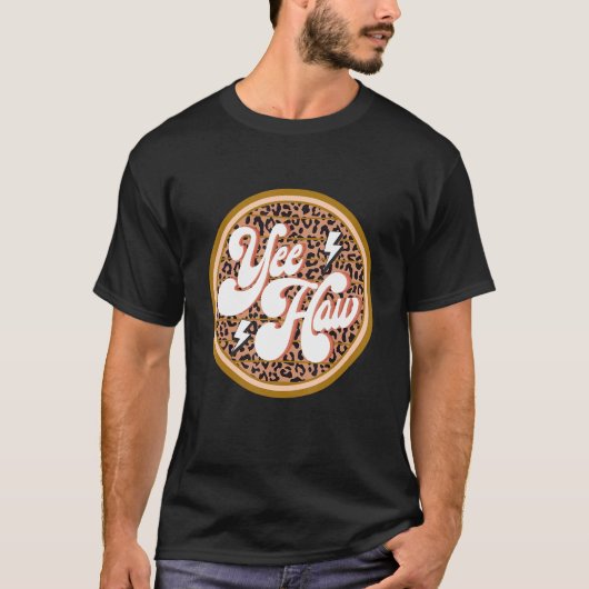 Leopard Western Yeehaw Howdy Yall Tシャツ (正面)