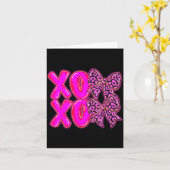 Leopard Xoxo Coquette Bow Hearts Valentine's Day W カード (黄色い花)