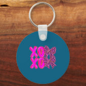 Leopard Xoxo Coquette Bow Hearts Valentine's Day W キーホルダー (正面)