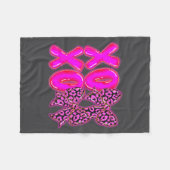 Leopard Xoxo Coquette Bow Hearts Valentine's Day W フリースブランケット (正面(横))
