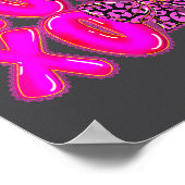 Leopard Xoxo Coquette Bow Hearts Valentine's Day W ポスター (角)