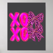 Leopard Xoxo Coquette Bow Hearts Valentine's Day W ポスター (正面)