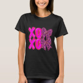 Leopard Xoxo Coquette Bow Hearts Valentine's Day W Tシャツ (正面)