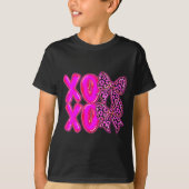 Leopard Xoxo Coquette Bow Hearts Valentine's Day W Tシャツ (正面)