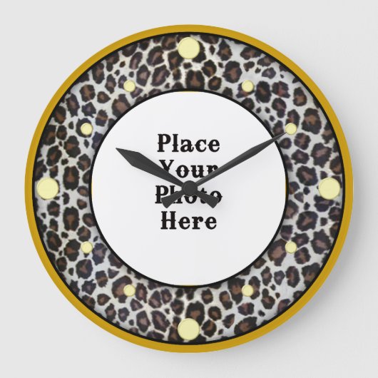 Leopard Your Photo Wall Clock ラージ壁時計 (正面)