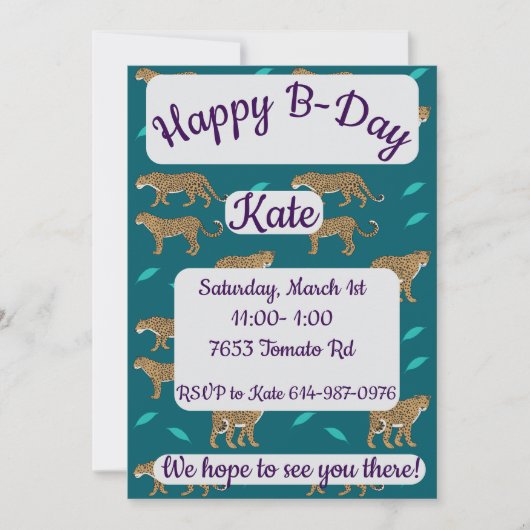 Leopards Happy Birthday 招待状 (正面)