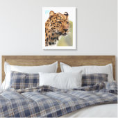 Leopard's Intense Gaze キャンバスプリント (インサイチュ (寝室))