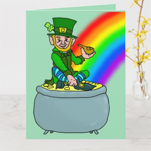 LEPRECHAN & RAINBOW ST.PATRICK'S DAY BIG CARDS カード (黄色い花)