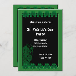 Leprechaun and Shamrocks St. Patrick's Dayパーティー 招待状