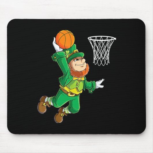 Leprechaun Bysketbyll Dunk St Patricks Day Boys Me マウスパッド (正面)