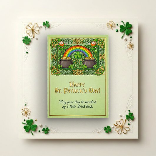 Leprechaun Celtic Knot Rainbow St. Patrick’s シーズンカード