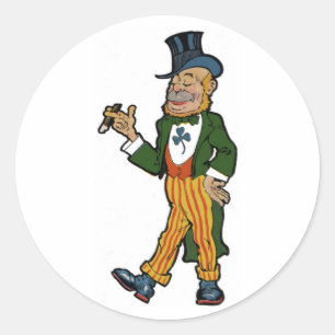 Leprechaun, Cigar, Top HatヴィンテージSt. Patrick's ラウンドシール