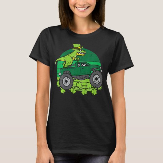 Leprechaun Dino Monster Truck St Patricks Day Todd Tシャツ (正面)