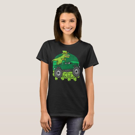 Leprechaun Dino Monster Truck St Patricks Day Todd Tシャツ (正面フル)
