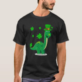 Leprechaun Dinosaur Shamrock St Patricks Day Anima Tシャツ (正面)