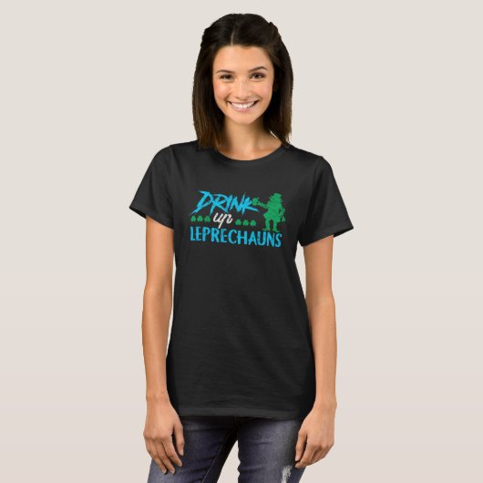 Leprechaun Drinking Irish St Patricks Day  Drinkin Tシャツ (正面フル)