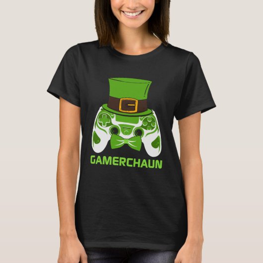 Leprechaun Gamer St Patricks Day Lucky Irish Gamin Tシャツ (正面)