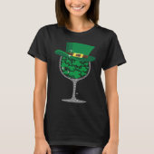 Leprechaun Glass Of Wine Shamrock St Patrick's Day Tシャツ (正面)