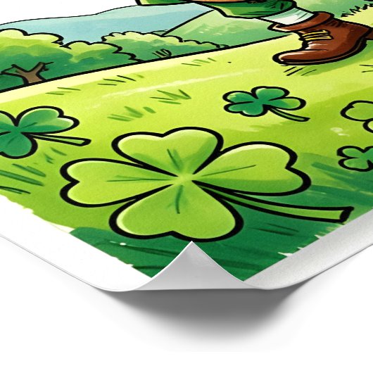 Leprechaun Gnome St. Patrick's Day Shamrock ポスター (角)