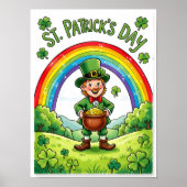 Leprechaun Gnome St. Patrick's Day Shamrock ポスター (正面)