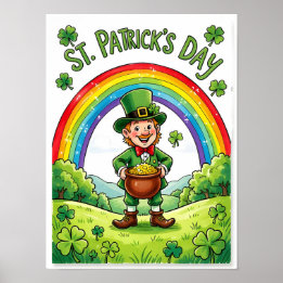 Leprechaun Gnome St. Patrick's Day Shamrock ポスター