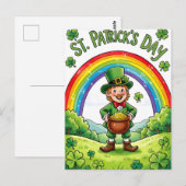 Leprechaun Gnome St. Patrick's Day Shamrock ポストカード (正面/裏面)