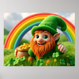 Leprechaun Gnome St. Patrick's Day Shamrock Poster ポスター