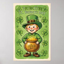 Leprechaun Gnome St. Patrick's Day Shamrock Poster ポスター