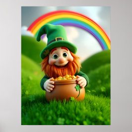 Leprechaun Gnome St. Patrick's Day Shamrock Poster ポスター