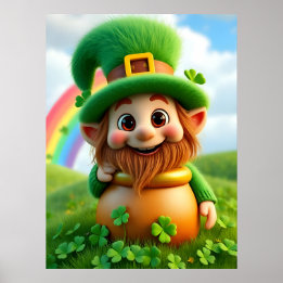Leprechaun Gnome St. Patrick's Day Shamrock Poster ポスター