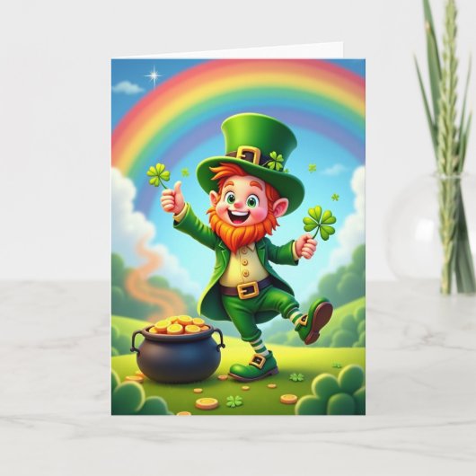 Leprechaun Good Luck Illustration Card カード (正面)