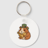 Leprechaun Guinea Pig St.Patrick's Day キーホルダー (正面)